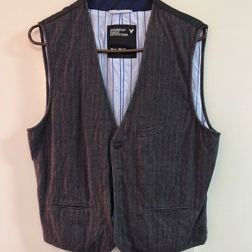 American Eagle Outfitters Gray Pinstripe Vest